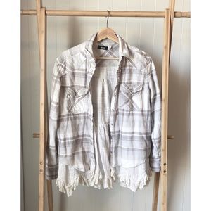 Urban Outfitters frilled/lace trim flannel shirt